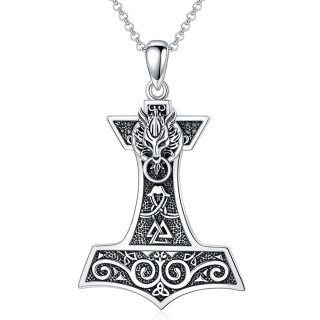 Sterling Silver Thor's Hamme Pendant Necklace for Men-20