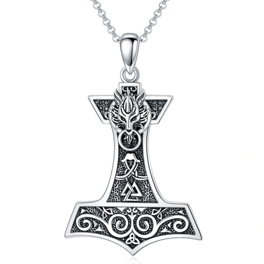 Sterling Silver Thor's Hamme Pendant Necklace for Men