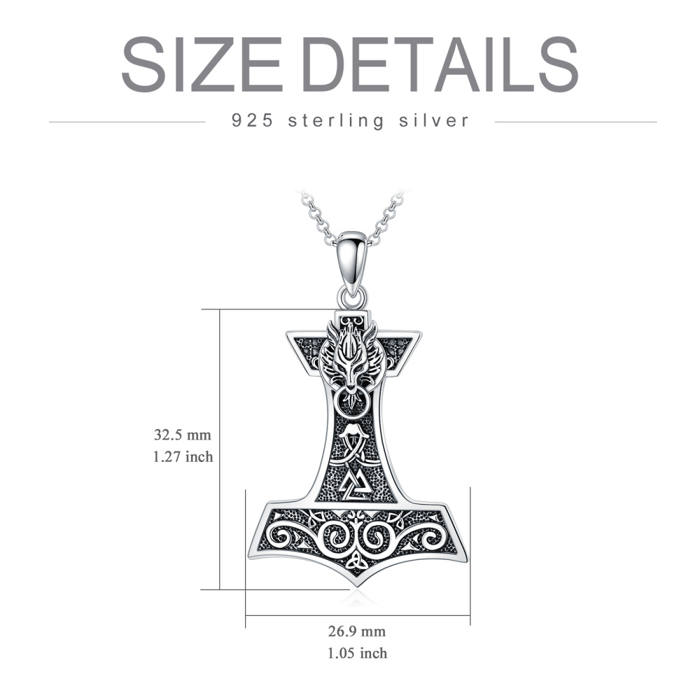 Collier en argent sterling à pendentifs Thor's Hamme pour hommes-5