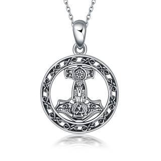 Sterling Silver Thor's Hamme Pendant Necklace-5