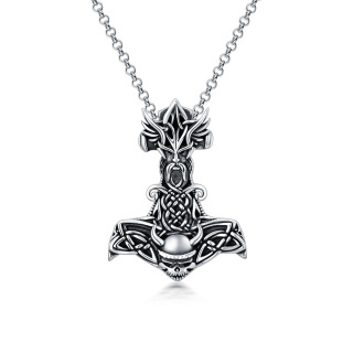 Sterling Silver Viking Hammer Urn Necklace For Ashes Cremation Jewelry For Men-9