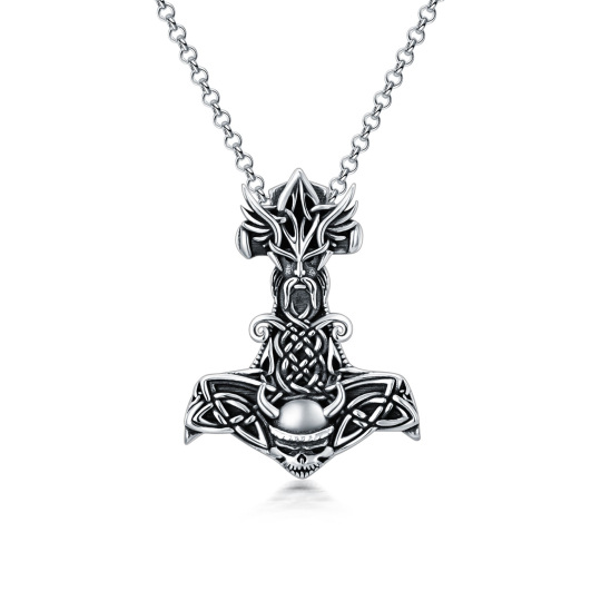 Collier d'urne de marteau viking en argent sterling pour bijoux de crémation de cendres pour hommes