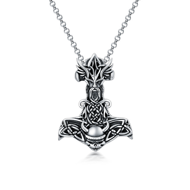 Sterling Silver Thor's Hamme Urn Necklace for Ashes for Men-2