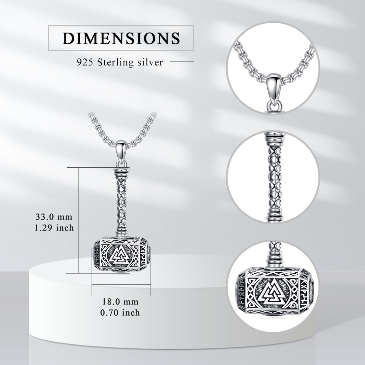 Sterling zilveren Thor'S Hammer Keltische knoop Urn ketting voor as-6