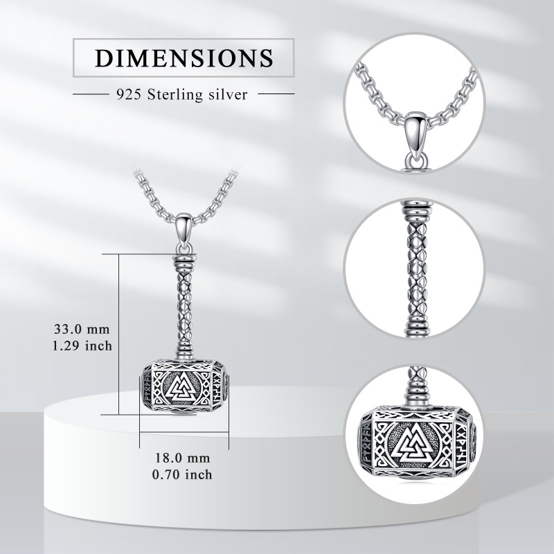 Sterling Silver Thor'S Hammer Celtic Knot Urn Necklace For Ashes-6