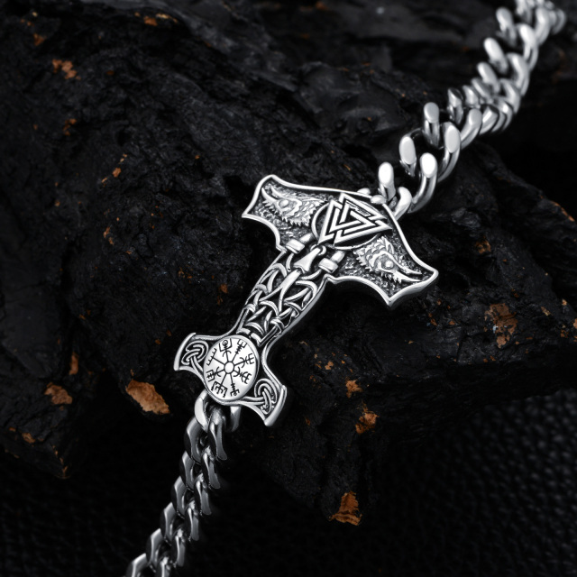 Sterling Silber Thor's Hammer Anhänger Armband für Männer-3