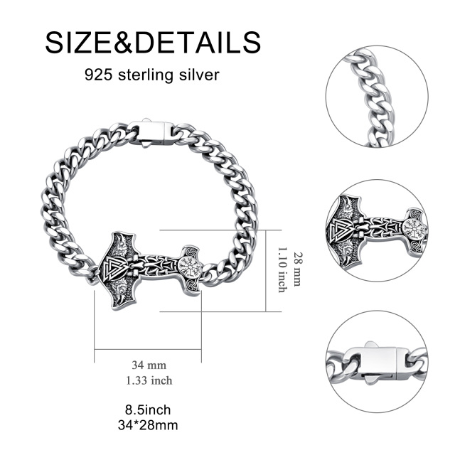 Sterling Silber Thor's Hammer Anhänger Armband für Männer-6