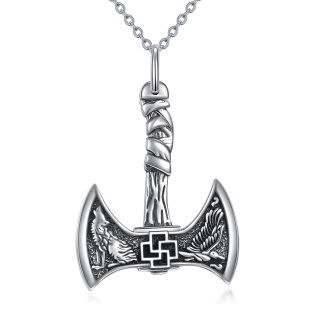 Sterling Silver Thor's Hammer Pendant Necklace-21