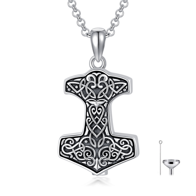 Collier d’urne de marteau de Thor en argent sterling pour cendres