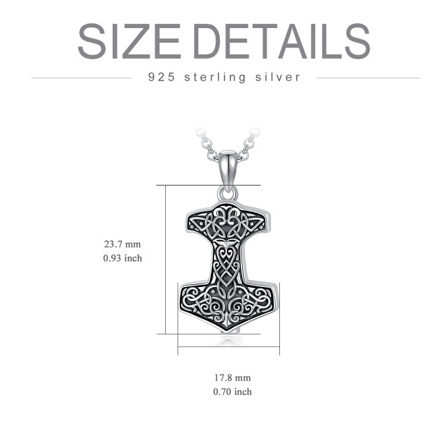 Sterling Silber Thor's Hammer Urne Halskette für Asche für Männer mit Rolo Kette-6