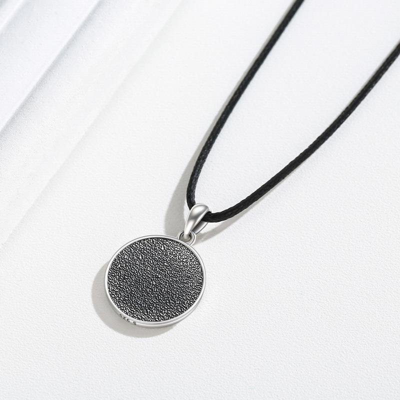 Sterling Silver Thor's Hammer & Viking Rune Pendant Necklace for Men-5