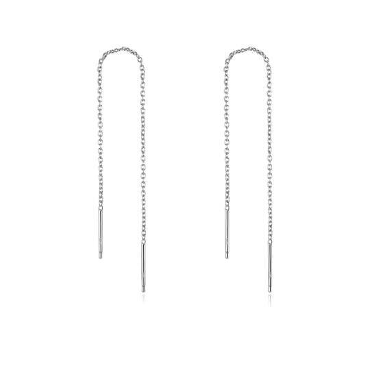 Sterling Silver Thread Long Chain Drop Earrings for Women