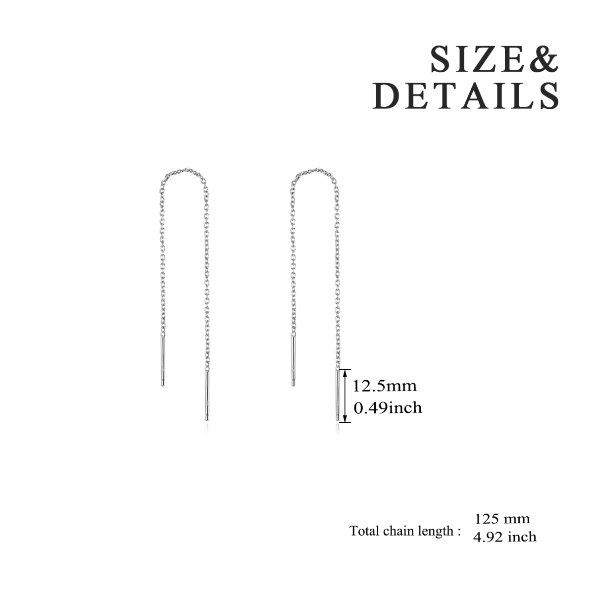 Sterling Silver Thread Long Chain Drop Earrings for Women-5