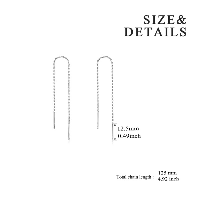 Sterling Silver Thread Long Chain Drop Earrings for Women-5