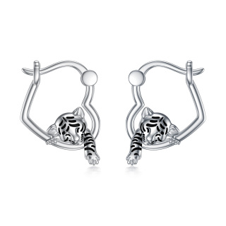 Sterling Silver Tiger Hoop Earrings-4