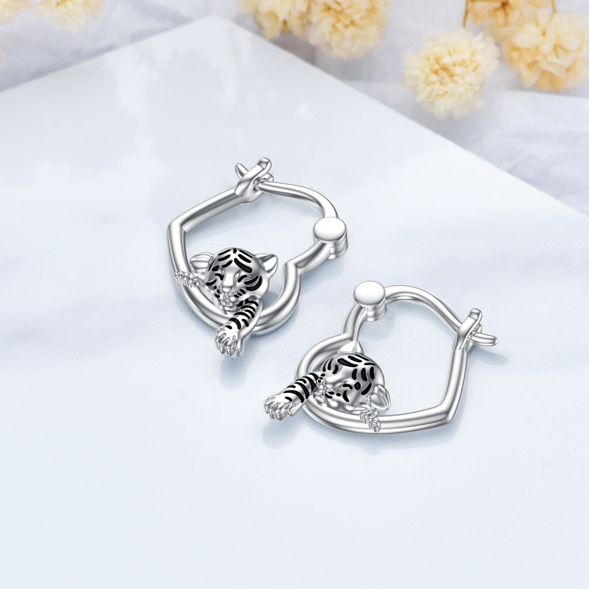 Boucles d'oreilles tigre en argent sterling-3