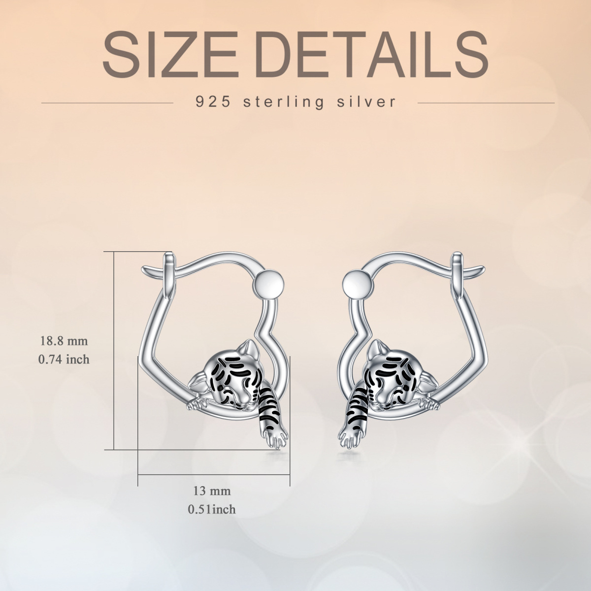 Sterling Silber Tiger Hoop-Ohrringe-5