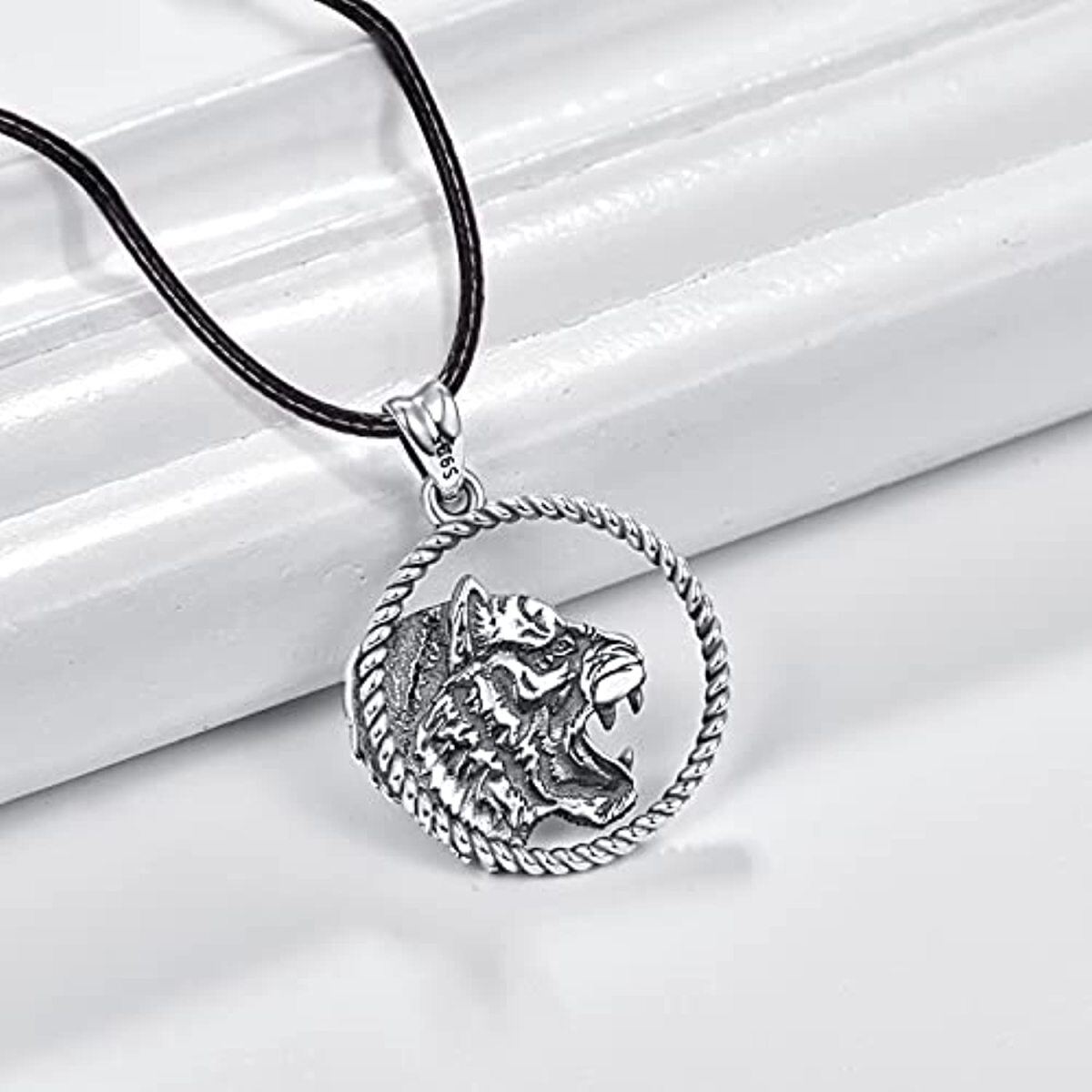 Collana con ciondolo a forma di tigre in argento sterling-4