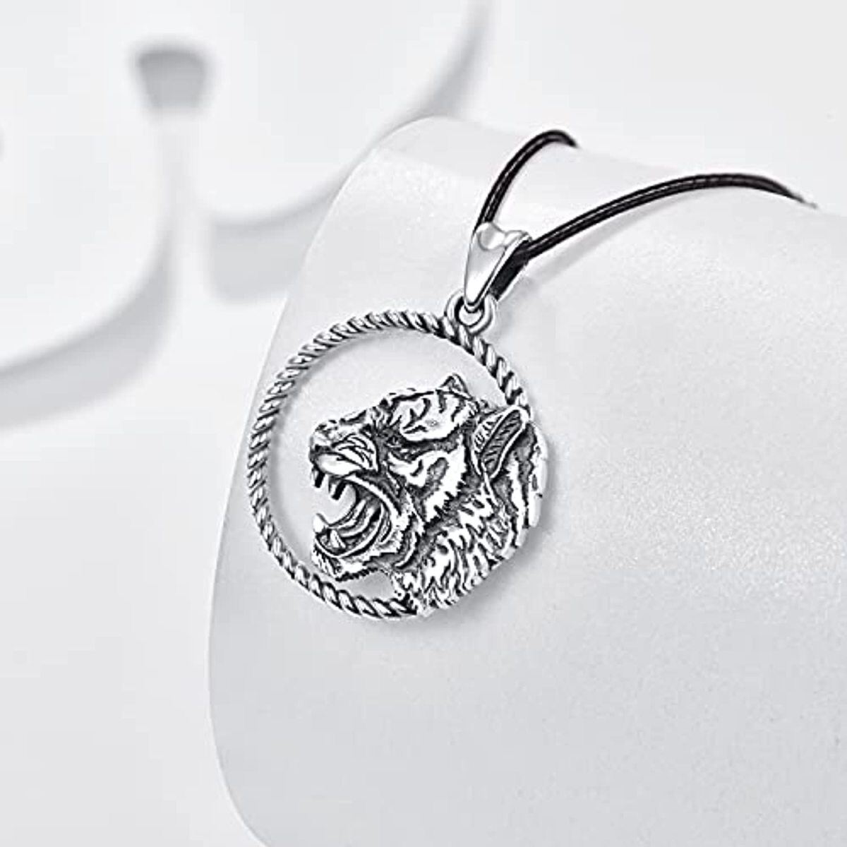 Collana con ciondolo a forma di tigre in argento sterling-5