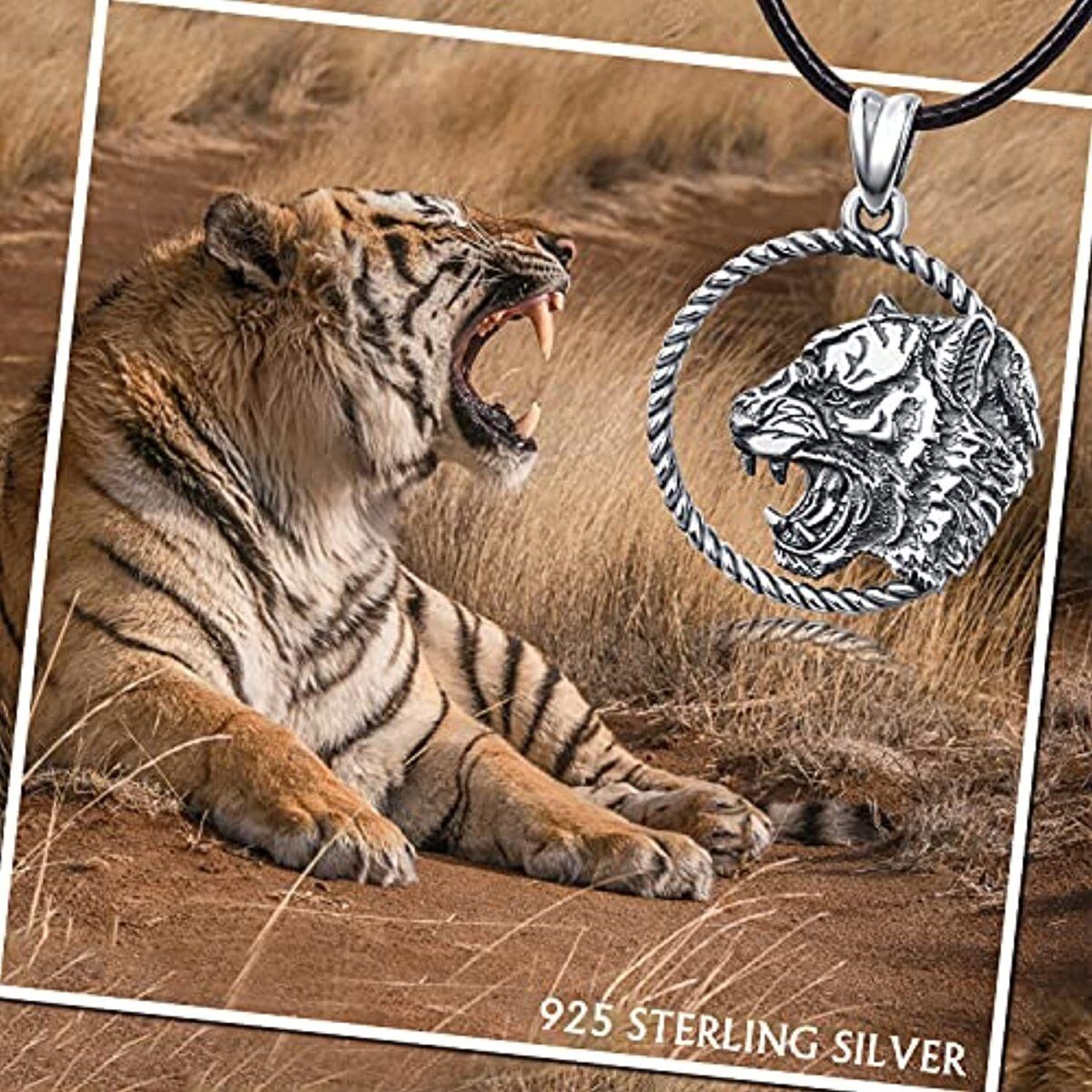 Collana con ciondolo a forma di tigre in argento sterling-6