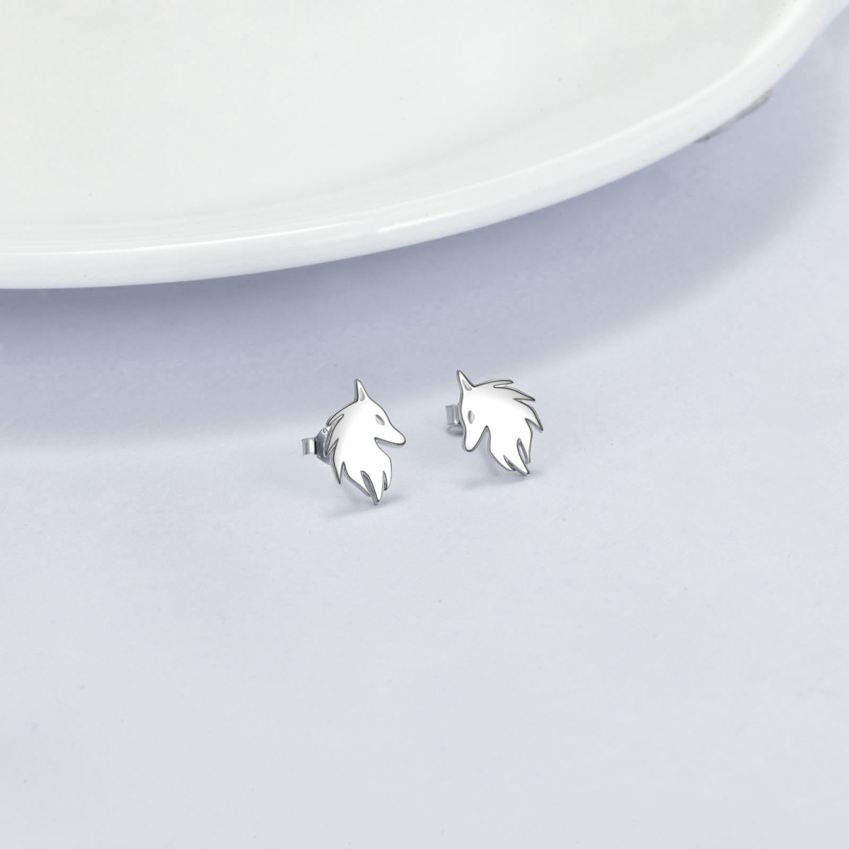 Boucles d'oreilles à tige en argent sterling en forme de loup pour femmes et hommes-3