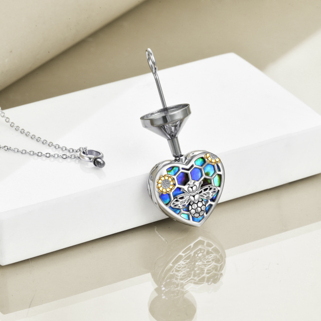 Collier en argent sterling bicolore Abalone Shellfish Bee & Sunflower & Heart & Honeycomb-3