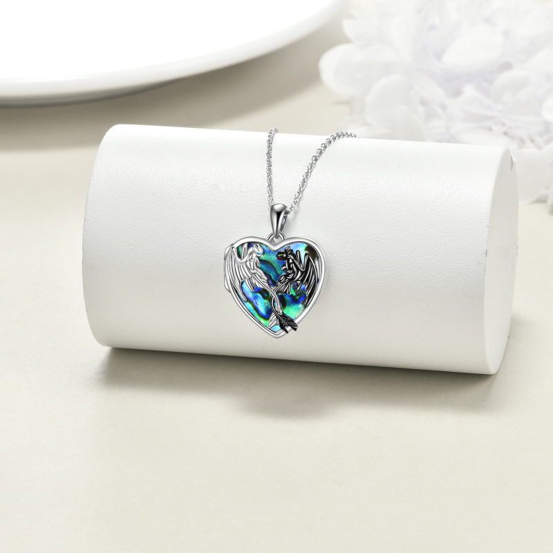 Sterling Silver Two-tone Abalone Shellfish Dragon Personalized Photo Locket Necklace-3