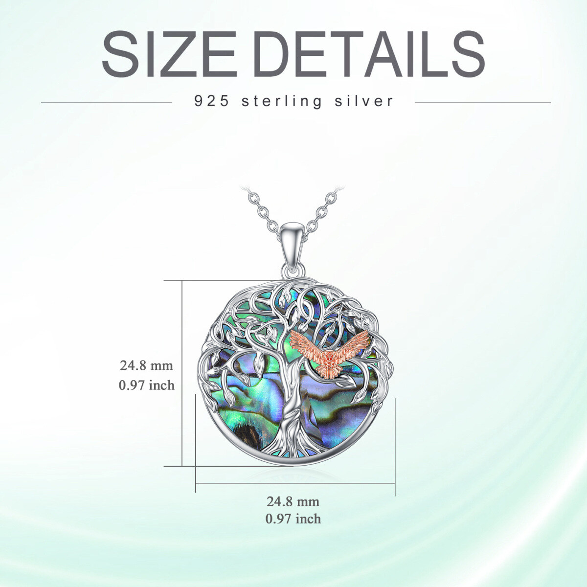 Sterling Silber zweifarbig Abalone Muscheln Adler Anhänger Halskette-5