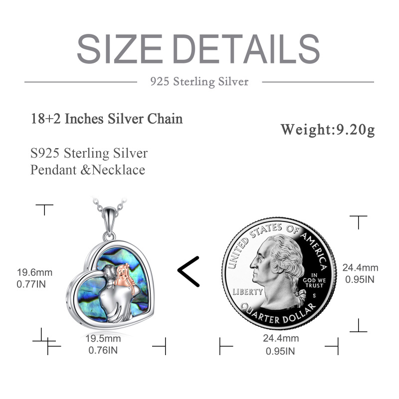 Sterling Silver Two-tone Abalone Shellfish Father & Daughter Urn Necklace for Ashes with Engraved Word-5