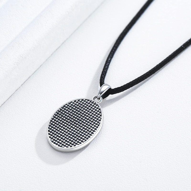 Sterling Silver Two-tone Abalone Shellfish Saint Michael Pendant Necklace-4