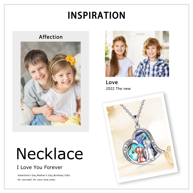 Sterling Silver Heart 3 Sisters Necklace With Moonstone Jewelry Gift For Sisters-3