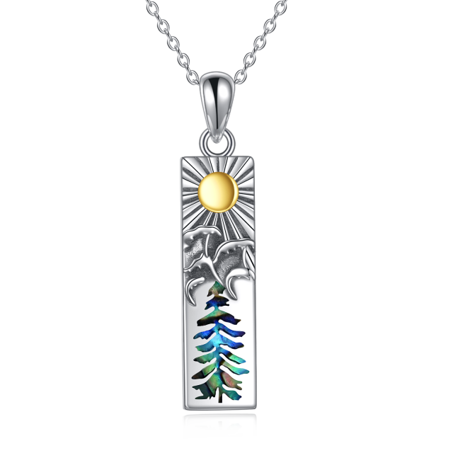 Collana con ciondolo a spruzzo di conchiglia abalone bicolore in argento sterling-4