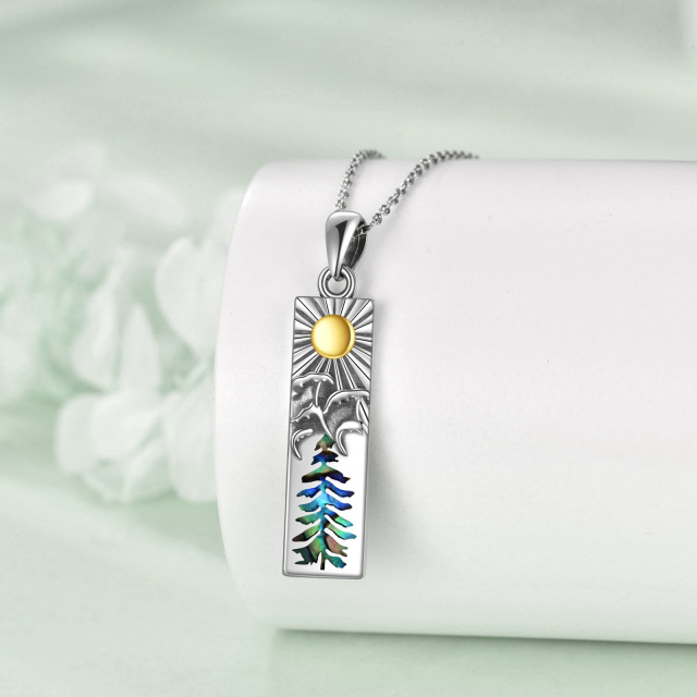 Collana con ciondolo a spruzzo di conchiglia abalone bicolore in argento sterling-5