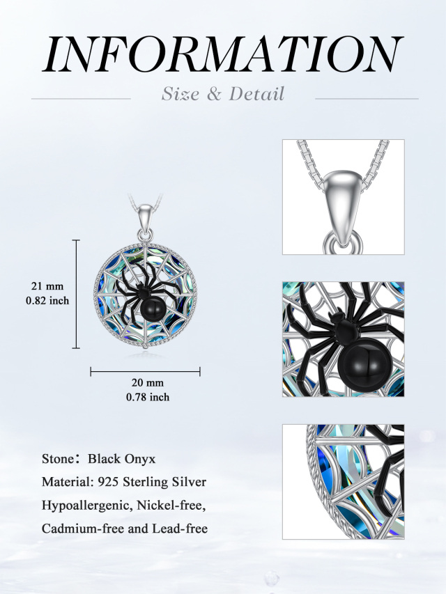 Sterling Zilveren Tweekleurige Agaat Kristallen Spinnen Hanger Ketting-5