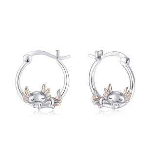 Sterling Silver Two-tone Axolotl Hoop Earrings-5