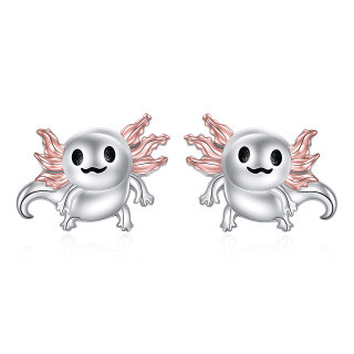 Sterling Silver Two-tone Axolotl Stud Earrings-4