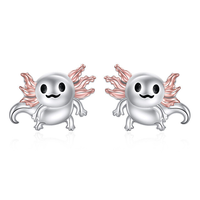 Sterling Silver Two-tone Axolotl Stud Earrings