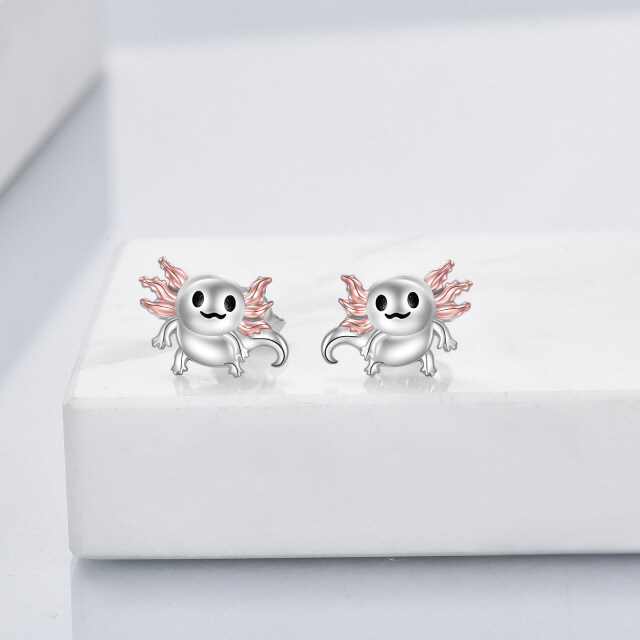 Boucles d'oreilles Axolotl en argent sterling bicolore-3