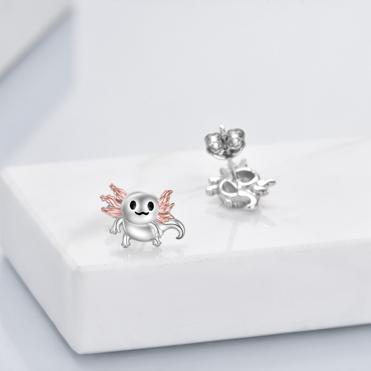 Pendientes de plata de ley bicolor Axolotl-4