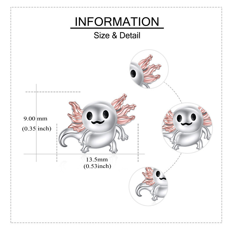 Brincos de prata esterlina Axolotl em dois tons-6