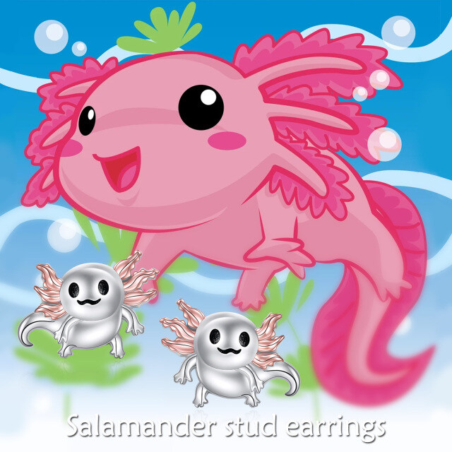 Zweifarbige Axolotl-Ohrstecker aus Sterlingsilber-7