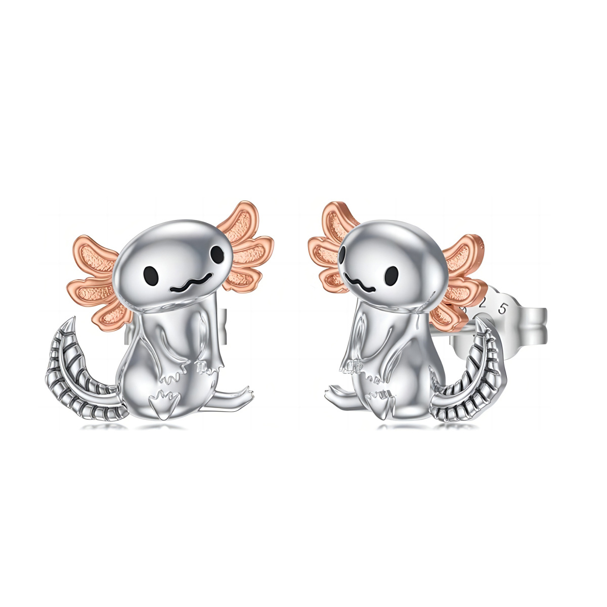 Pendientes de plata de ley bicolor Axolotl-1