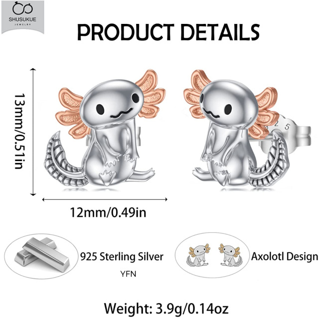 Sterling Silver Two-tone Axolotl Stud Earrings-6