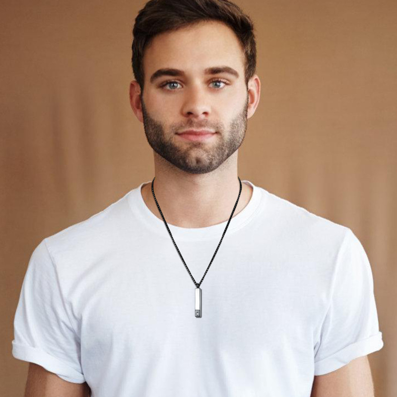 Colar de urna de cremação de barra de zircônia cúbica de dois tons em prata esterlina para cinzas-2