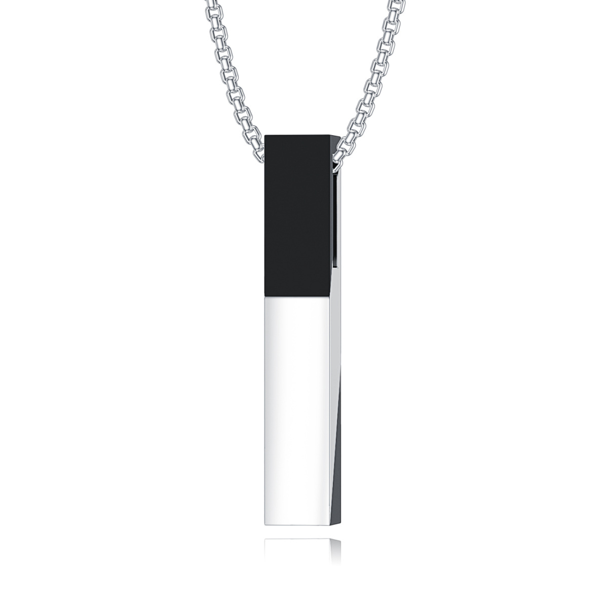 Sterling Silver Two-tone Bar Necklace for Men-1