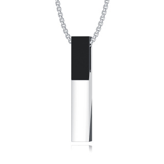 Sterling Silver Two-tone Bar Necklace for Men-33