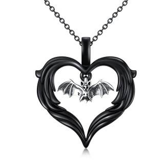 Sterling Silver Two-tone Bat & Heart Pendant Necklace-28