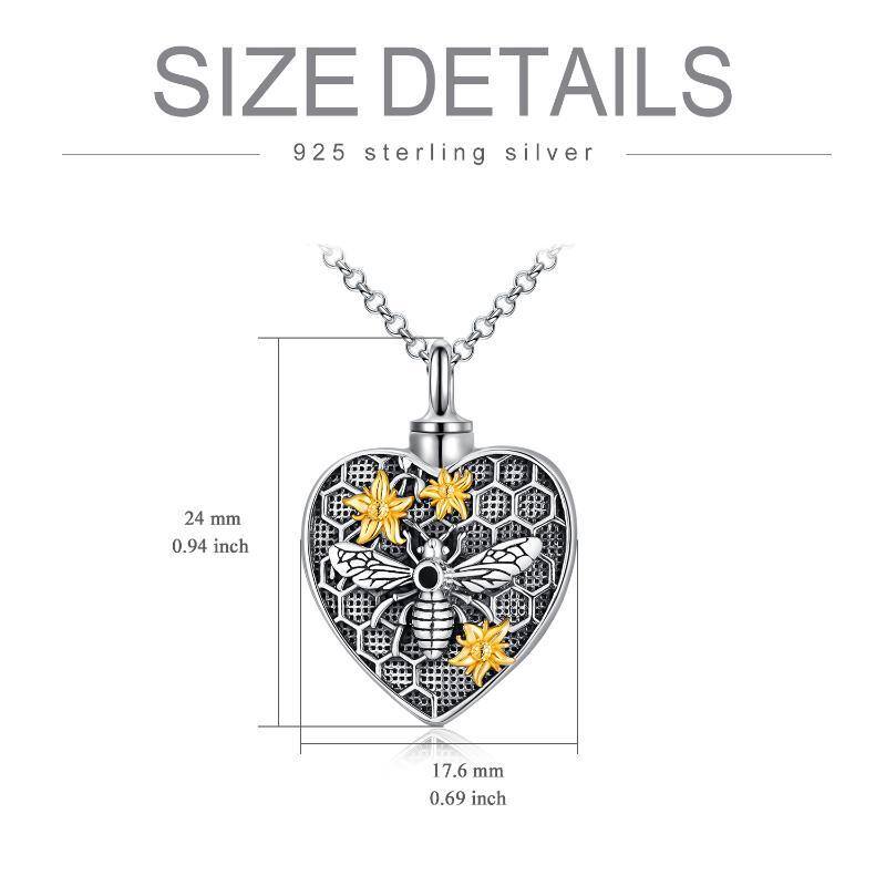 Sterling Silber Zweifarbige Biene & Herz Urne Halskette-6