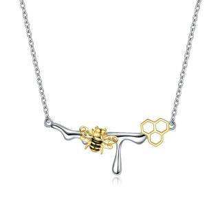 Sterling Silver Two-tone Bee Pendant Necklace-53