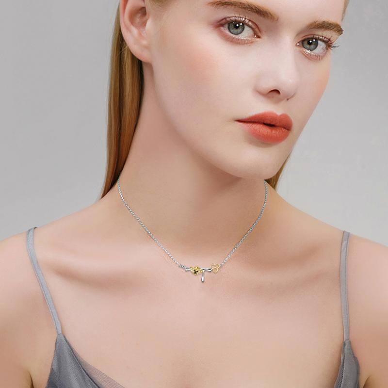 قلادة نحلة من الفضة الإسترلينية ثنائية اللون-2